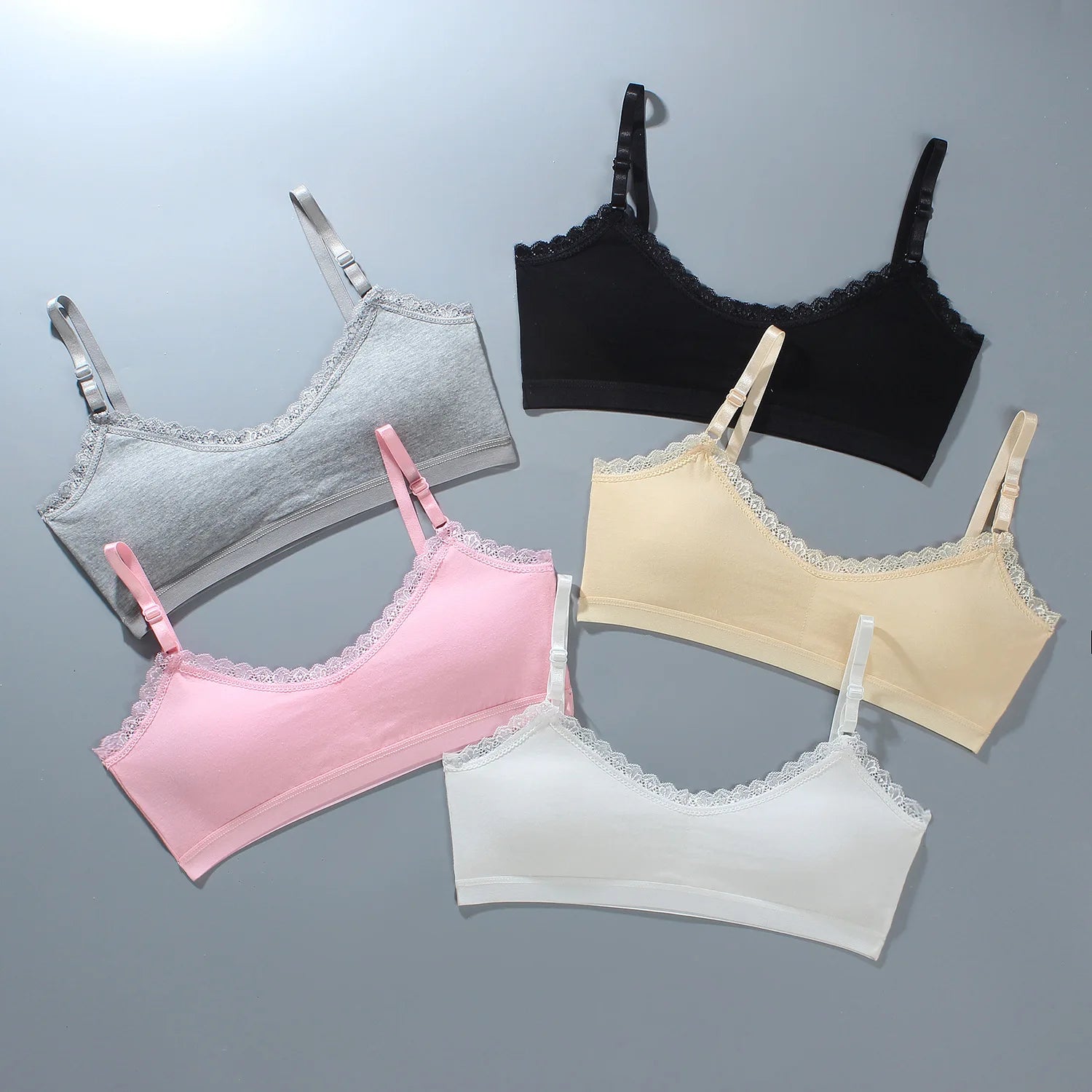 1/3PCS Girls Lace Bras Children Breathable Underwear Kids Tube Tops Soft Cotton-padded Teens Youth Girls Washable Bras Camisoles