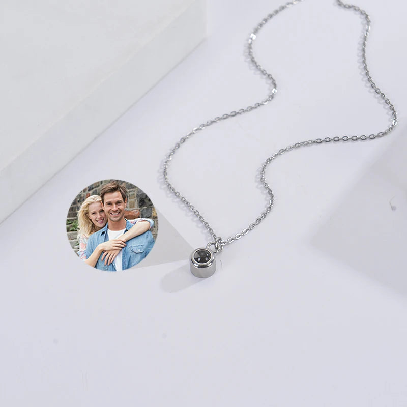 Custom Photo Necklace Projection Necklace With Picture I Love You 100 Languages Personalized Necklace Jewelry Gifts For Women'S