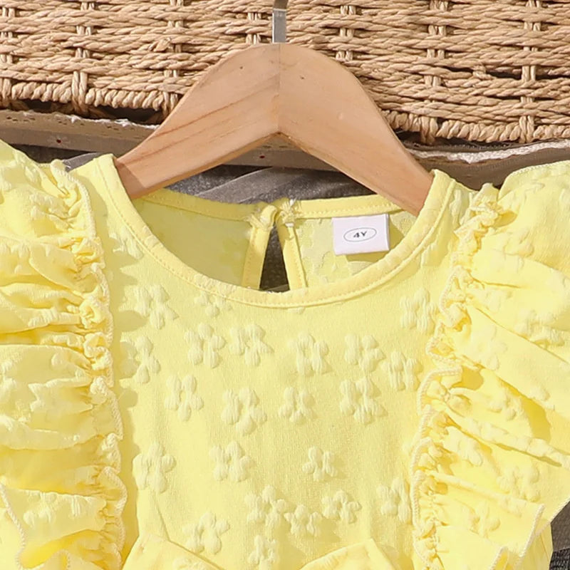 2026 New Children Cute Puff Dresses Kids Bow Embellish Butterfly Print Skirt Girls Birthday Party Trend Gown Baby Sweet Clothes