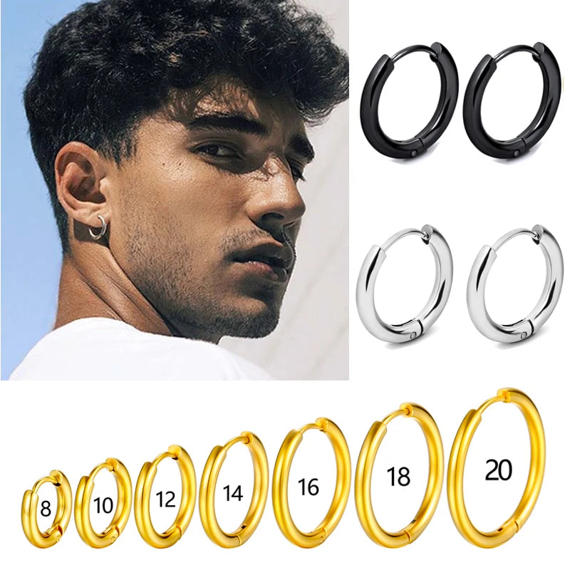 1 Pair Stainless Steel Hoop Earrings Women'S Men Gold Color Small Earrings Girl Jewelry Pendientes Mujer Aretes Cartilage Piercing