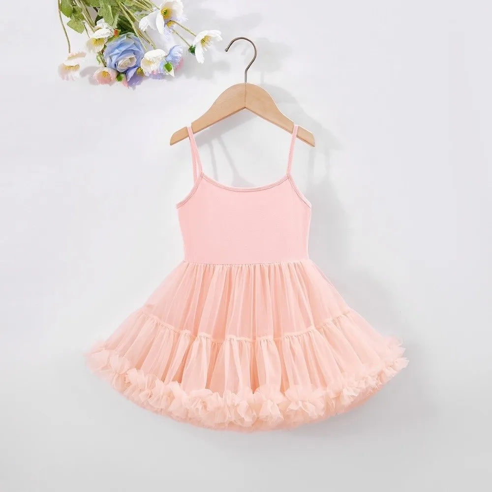 Summer Girls' Ballet TuTu Dress Sleeveless Breathable Kids Dancing Party Dress Soft Princess Wedding Dress Performance Costume