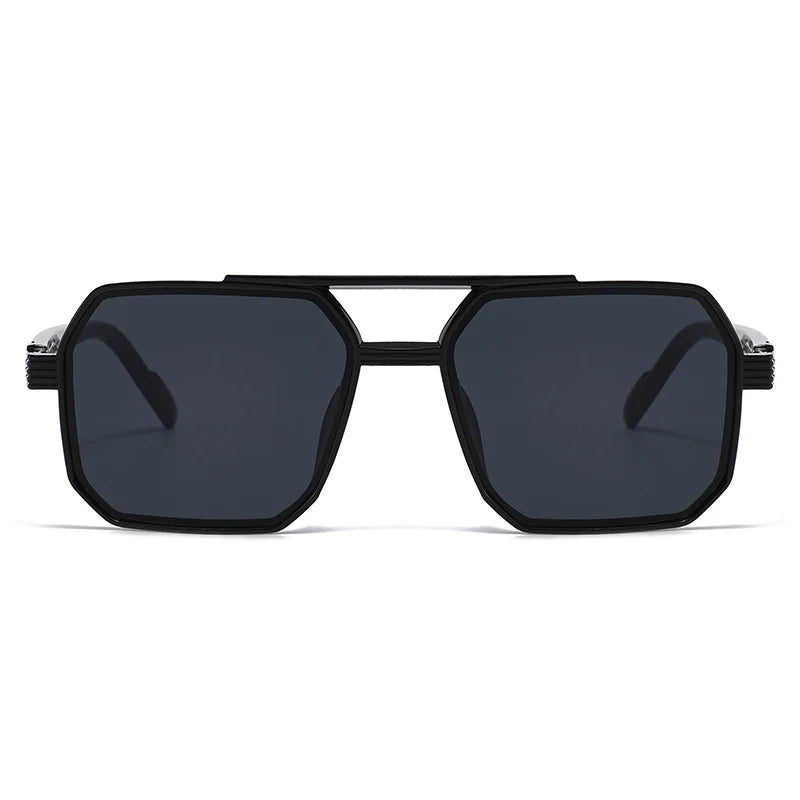 Hiking New Fashion Double Beam Polygonal Anti Light Glasses Retro Personalized Trendy Large Frame Eyewear European and American