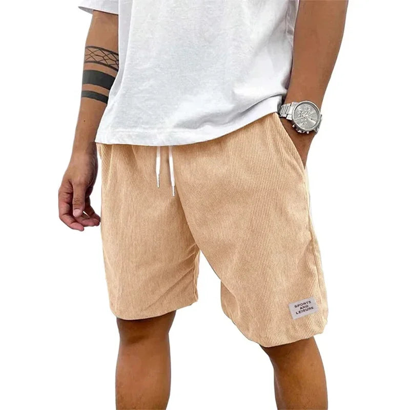 New Summer Men'S Solid-Color Shorts With Drawstring Design, Casual Elastic Waist Version, Suitable For Outdoor Daily Travelvvt