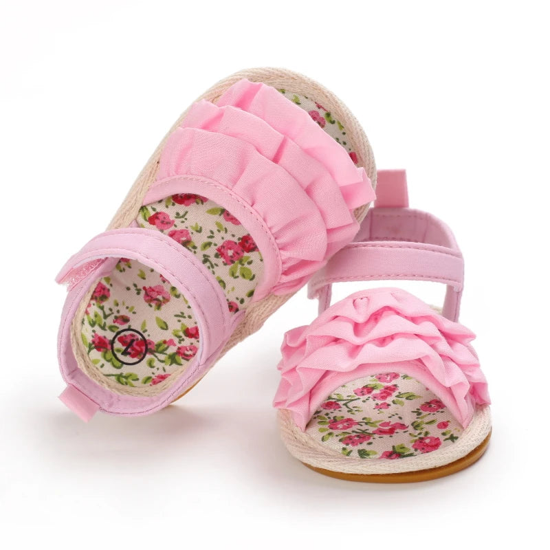 Baby Learning Walk Shoes,Back Zipper Summer Infant Sandals Soft Daily Wear Footwear for Newborn Baby Girls 0-1 Year