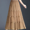 Sweet Lace A-Line Half Skirt Women's Spring Summer New Style Elastic Waist Slimming Cake Skirt High Waist Polyester Fiber