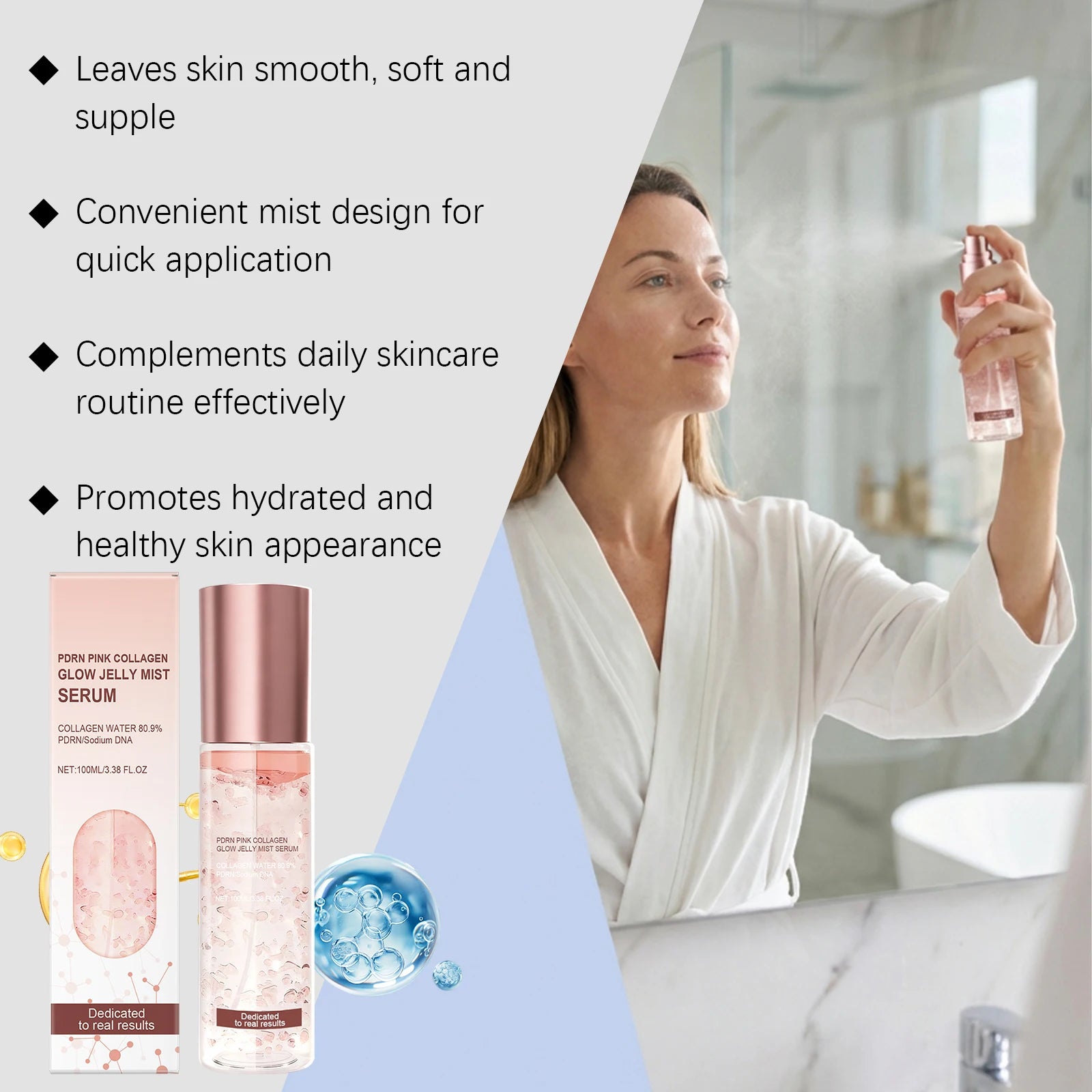 Jelly Mist Serum Brightening Firming Hydrating Face Spray Smoothing Facial Hyaluronic Acid Collagen Moisturizing Skincare Set
