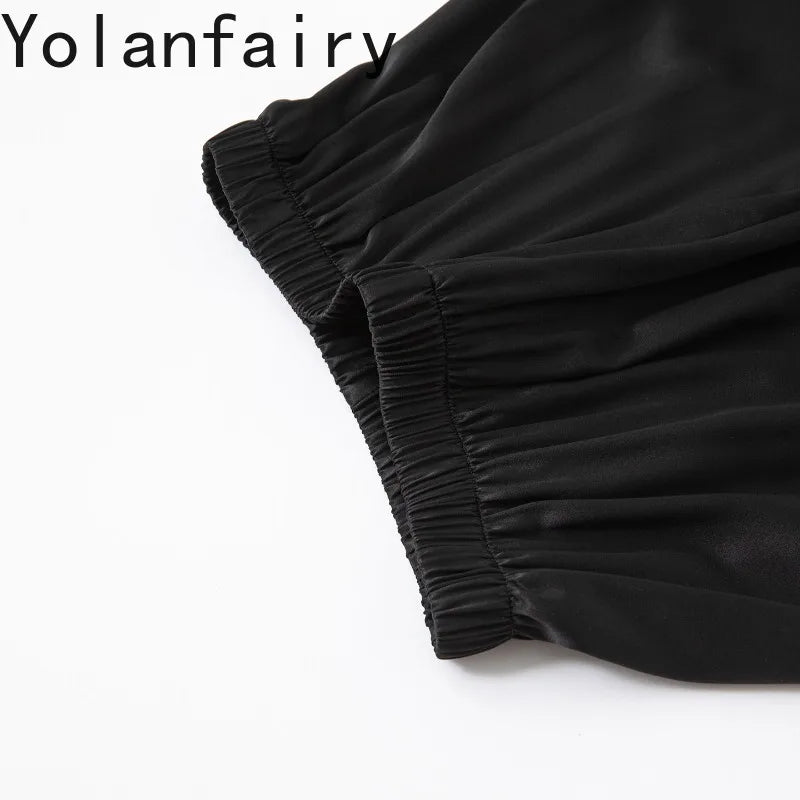 YOLANFAIRY 93% Real Mulberry Silk Pajamas for Woman 2026 Spring Summer High-end Sets Woman 2 Piece Short Sleeve Pijamas De Mujer