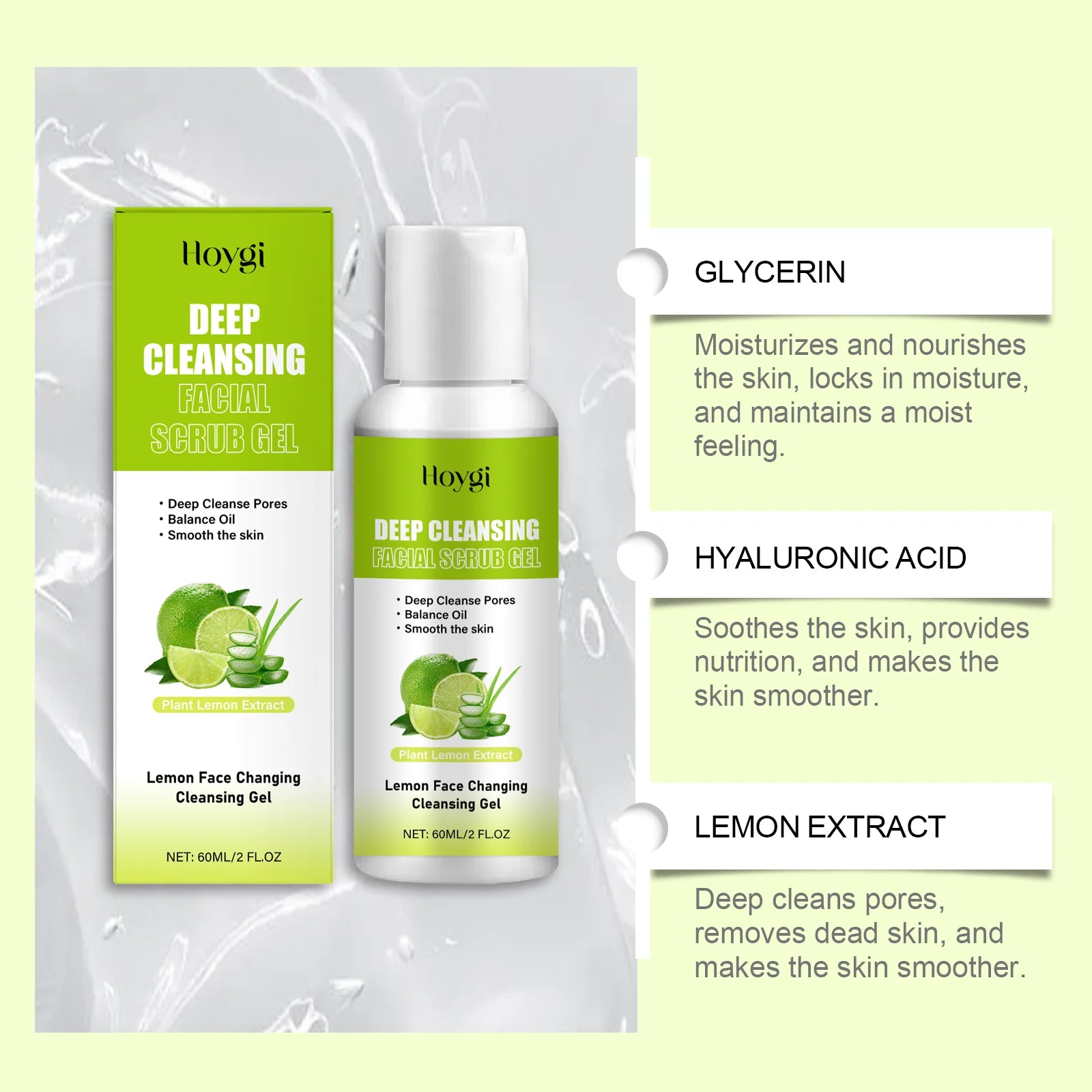 Facial Exfoliating Gel Mild Moisturizing Non-Drying Facial Skincare Treatment Hydrating Pore Refining Smooth Skin Exfoliating