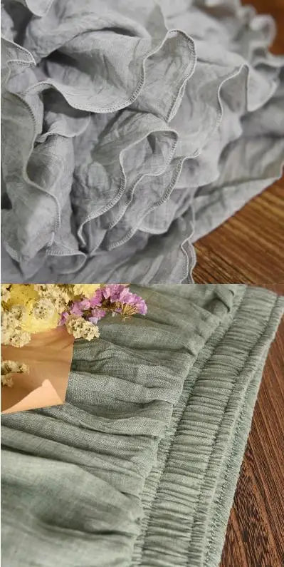 2025 Summer Women All-match Long Skirt Mid-calf Casual Linen Elastic Waistband One Size Expansion Hemline Lined Female Skirts
