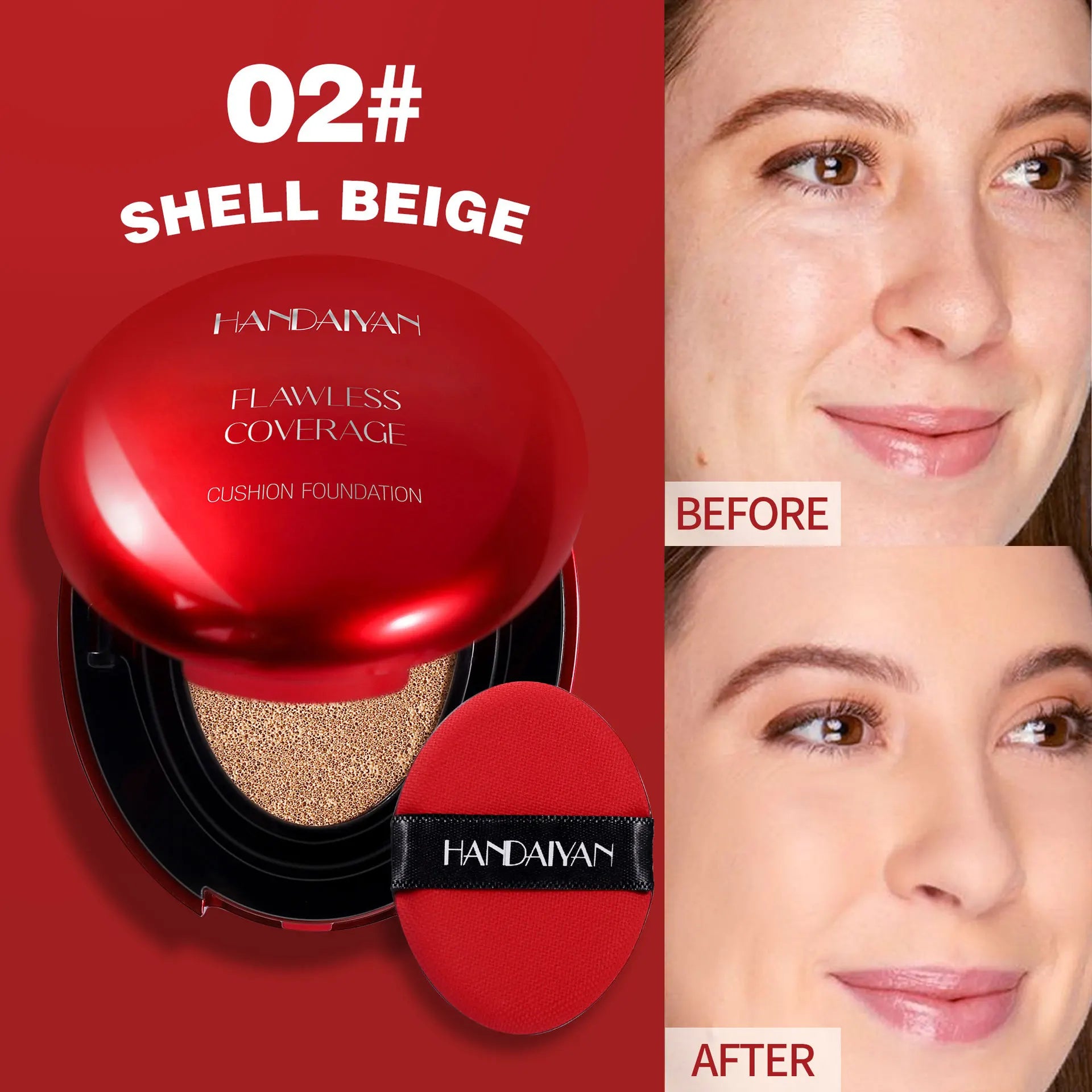 Korean Air Cushion Foundation - Light Natural Moisturizing Concealer Whitening Oil-Control Women'S'S Long-Lasting Makeup Base