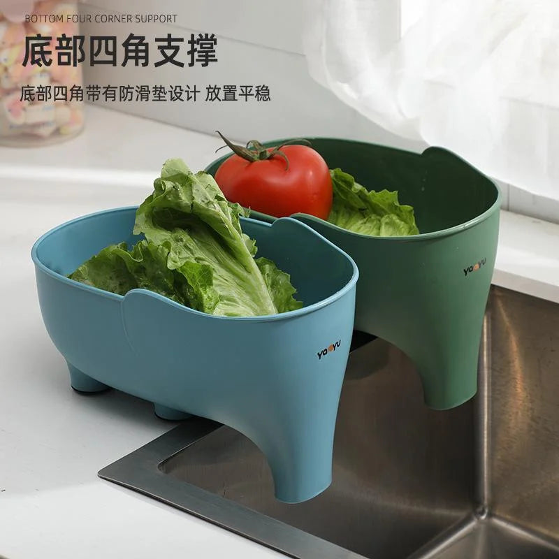 Filtro de canasta para desagüe de fregadero de cocina, filtro de residuos en forma de elefante, cestas colgantes para verduras, escurridor de lavado, estante de almacenamiento