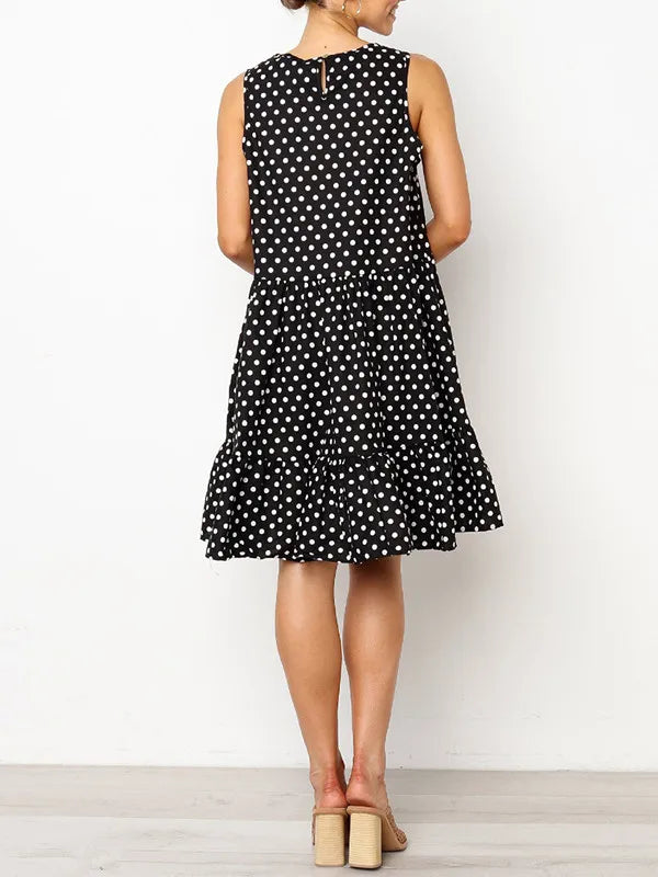 New Summer Sleeveless Dresses for Women O-Neck Women Dress Loose Dot A-LINE Dress Women Vestidos De Verano Mujer 2026 Q3716
