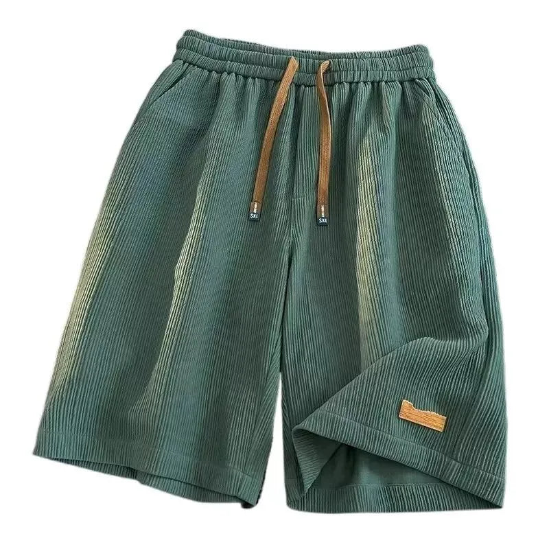 Ice Silk Casual Loose Fit Five Inch mid Waist Shorts Lightweight Summer Beachwear Four Inch Shorts for Men Comfortable Breath...