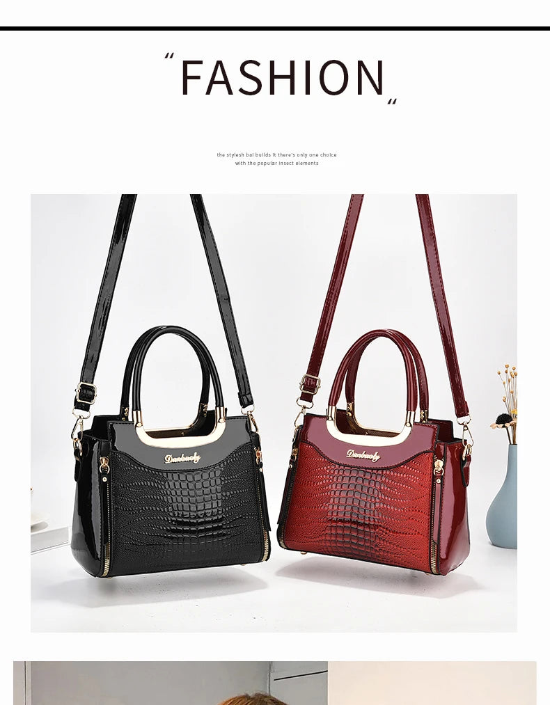 Stylish senior crocodile print women's handbag, temperament all large capacity single shoulder crossbody bag