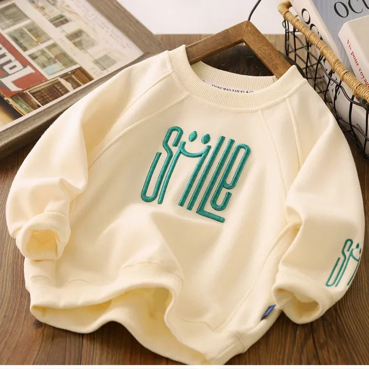 4-12 Years Teen Boys Shrit Spring Autumn Solid Letter Sweatshirt For Kids Handsome Children Sports Casual Pullove