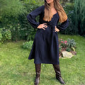 Casual 100% Cotton Women'S Dresses Muslin Sexy V-Neck Long Sleeve Elegant Maxi Dress Midi Robe Female Clothing