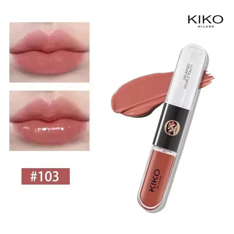 Kiko Double Headed Lipstick Transparent Mirror Non Fading Non Stick Cup Lip Gloss Milk Tea Bean Paste Naked Nature Lip Makeup