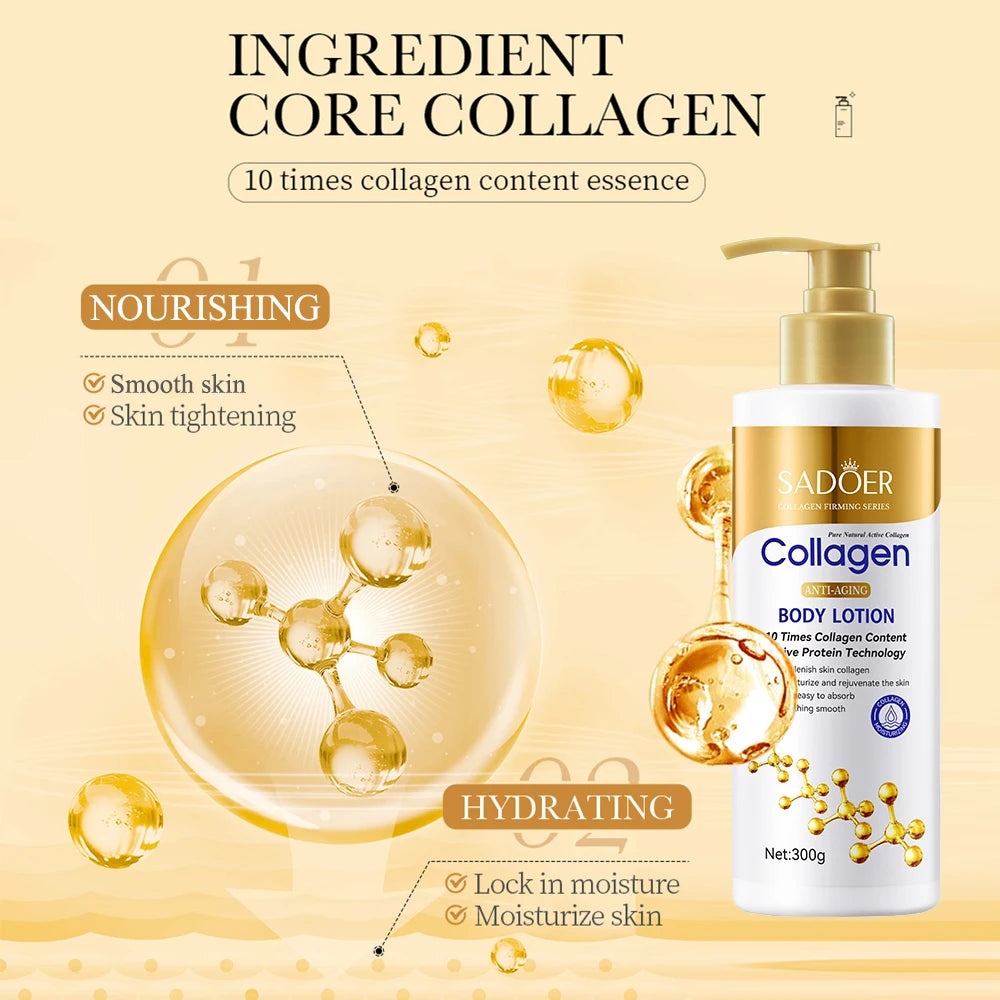 Collagen Body Lotion For Firming & Hydration - Intense Moisturizer Anti-Aging Skin For Dry, Sagging Skin, Nourishment 300G/Pc