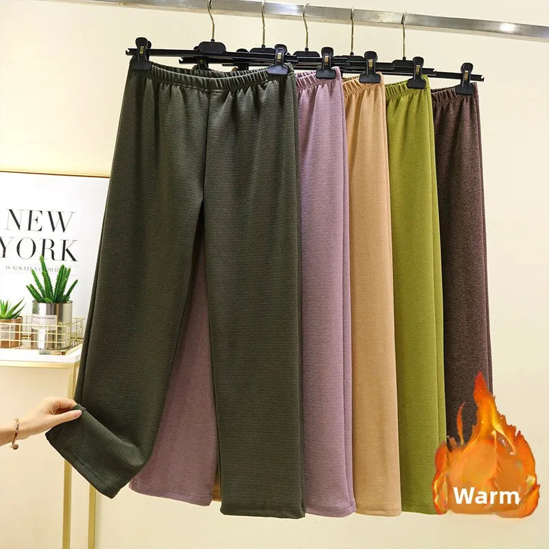 Thickened Double-sided Fleece Straight-leg Pants Women's Winter Sleepwear Sweatpants Casual Comfortable Long Trousers