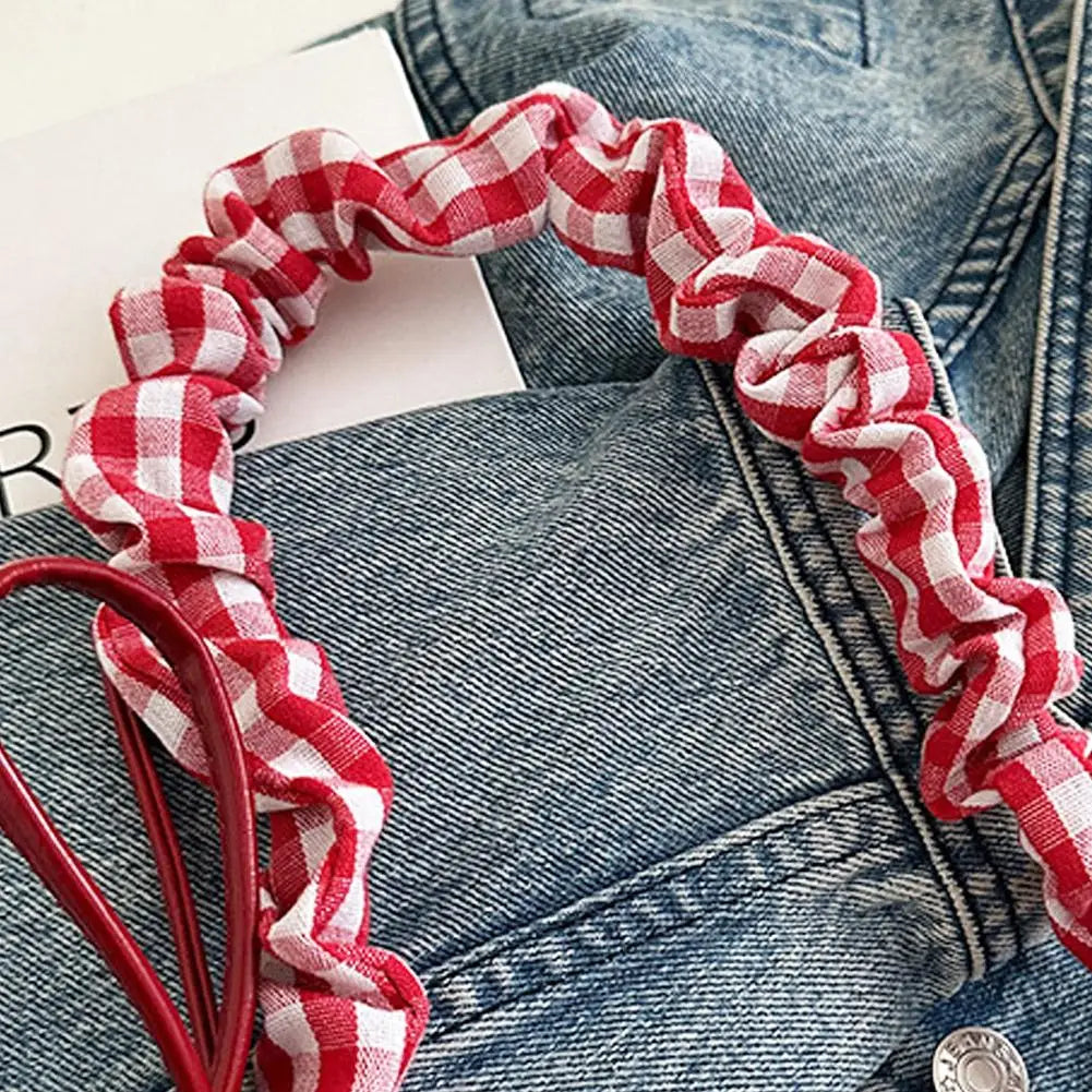 Fashion Grid Women Bag Lace Ribbon Stretchable Shoulder Strap Single Shoulder Underarm Bag Daily Commuting Student Handbag