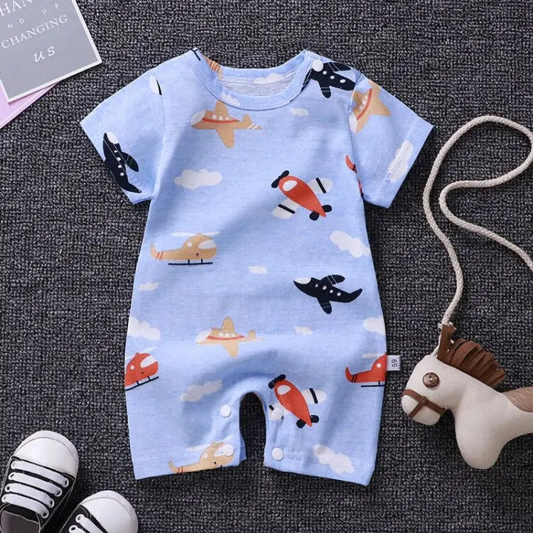 Baby Unisex Romper Jumpsuit - 100% Cotton Short-Sleeve Animal Print