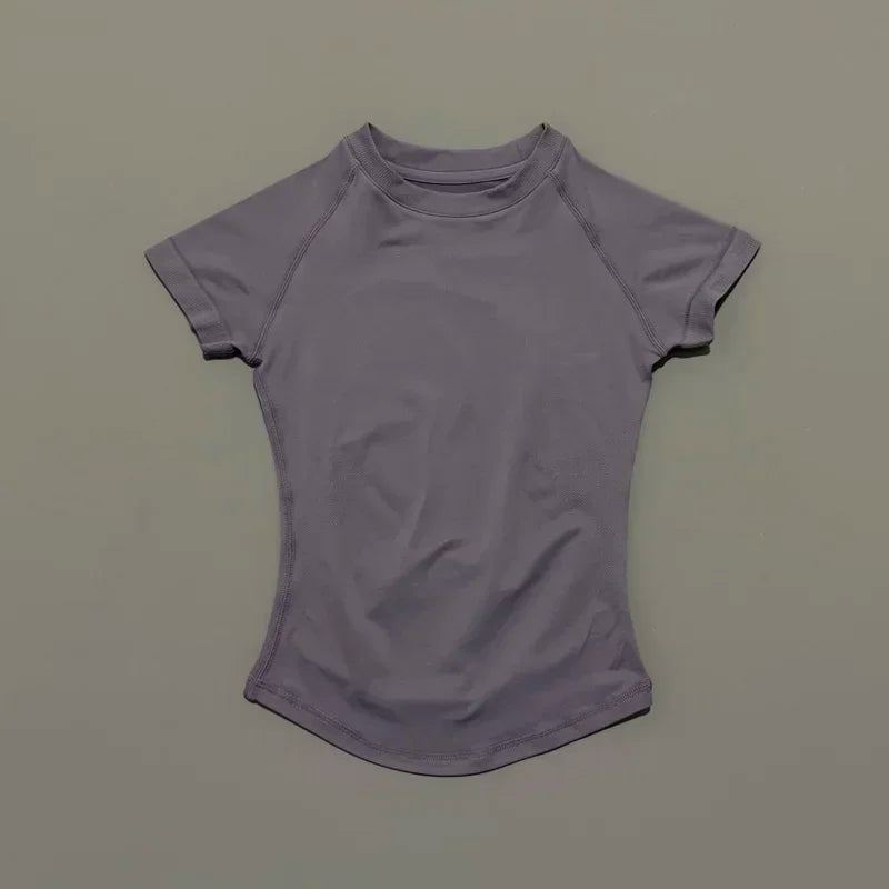 Short Sleeve Seamless Yoga Top Women Quick Dry Breathable Slim Fit Workout Gym Running Fitted Sports T-Shirt Activewear