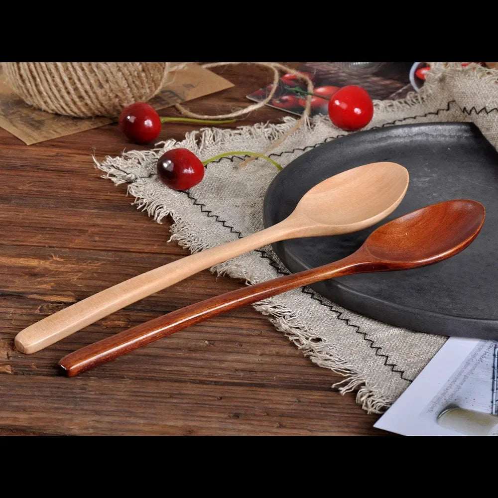 2pcs Wooden Spoon Soup Spoon Tableware Kitchen Cooking Utensils Tools Soup Environmentally Friendly Products Cooking Spoon