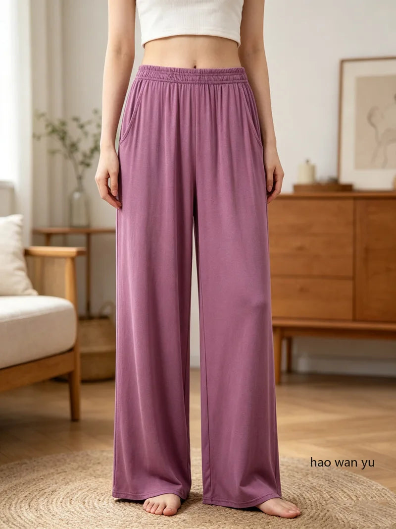 Women's Modal Pajama Pants - Casual Loose Straight Leg Sleep Bottoms