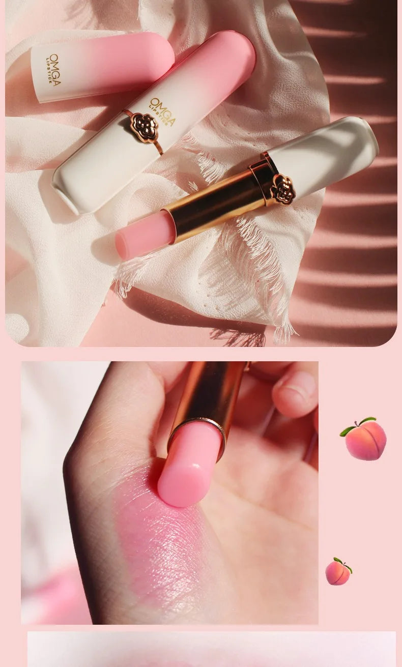Color Changing Lipstick Moisturizing Lip Balm Nourising Long Lasting Aloe Vera Peach Gloss Natural Beeswax Lip Care Cosmetics