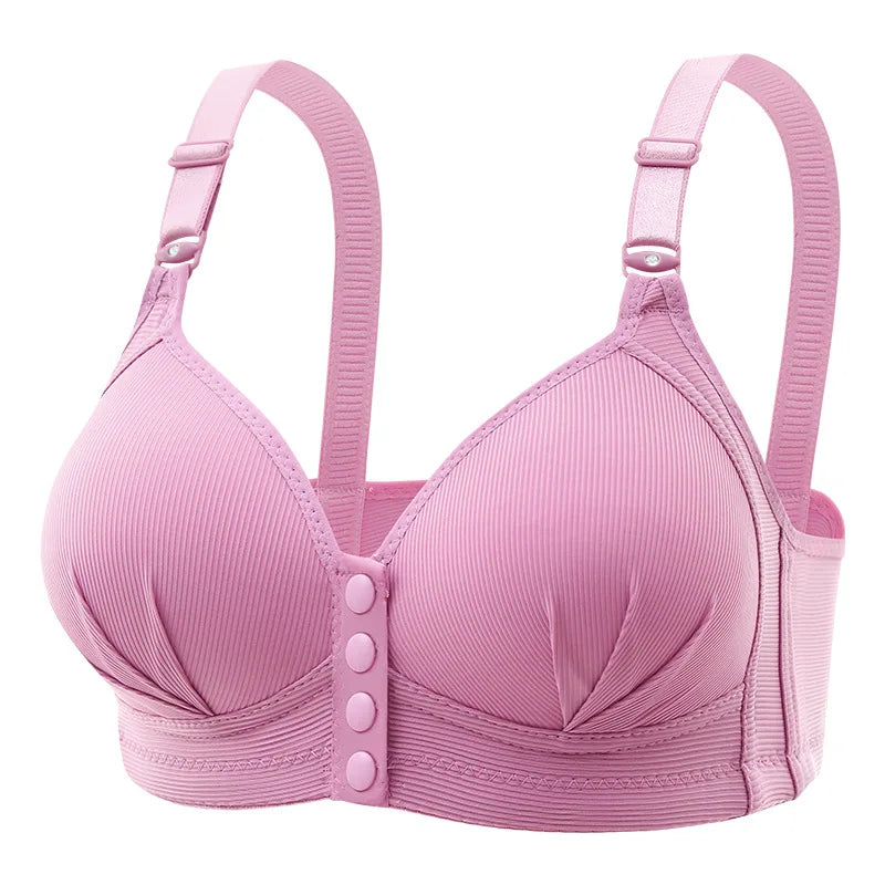 New Large Size Front Buckle Sexy Push Up Women'S'S Bra Adjustable Thin Cup Breathable Comfortable Middle-Aged Mom Ladies Underwear