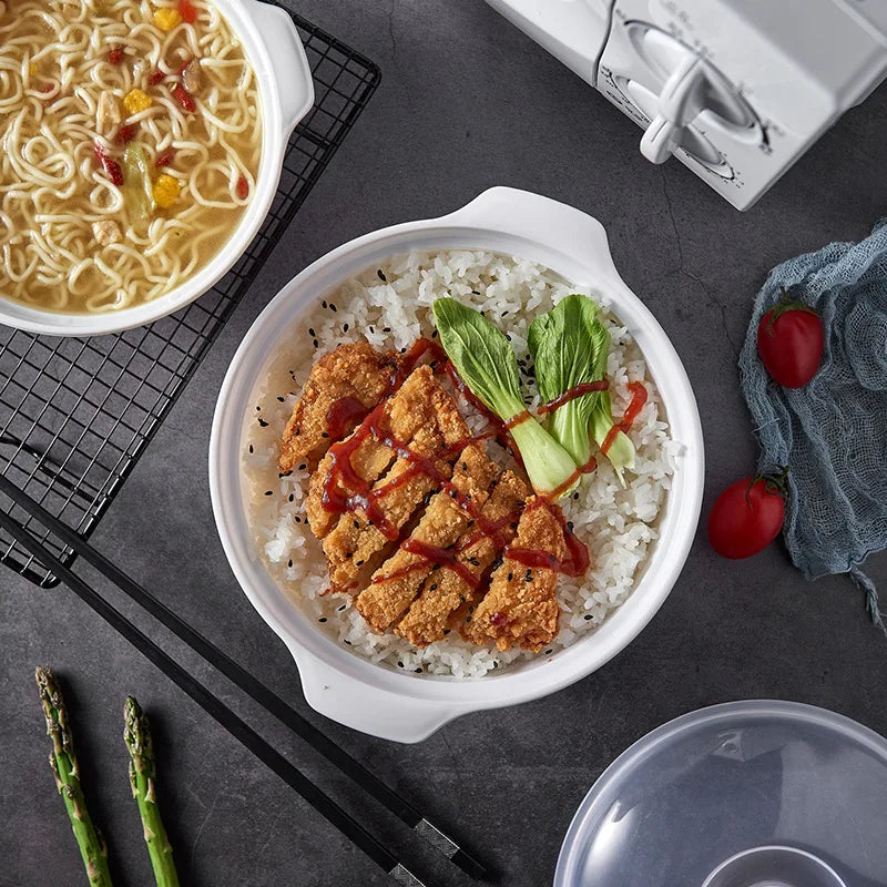 Microondas Horno Caja Especial Sopa Calentada Olla Arroz al Vapor Bollos Calientes al Vapor con Tapa Herramienta de Cocina de Grado Alimenticio Ecológica