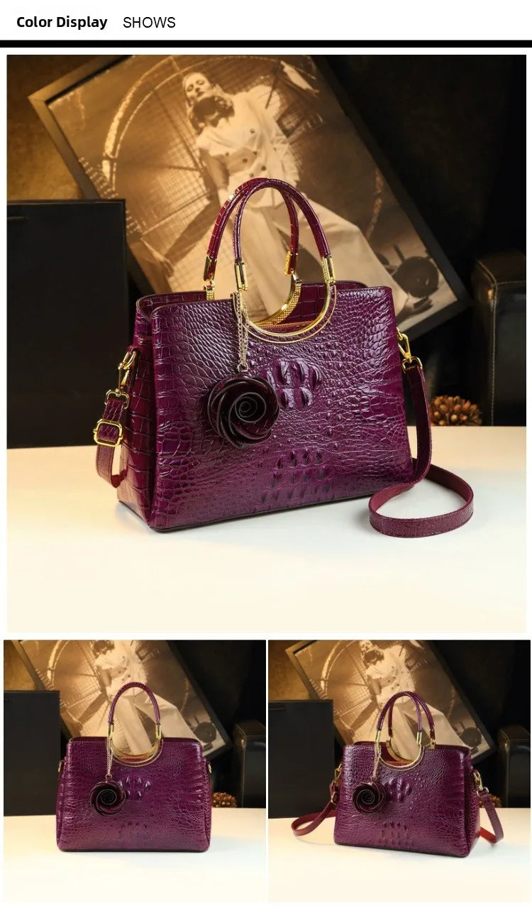 Elegant Leather Crocodile Pattern Wedding Handbag for Women Suitable for Bridal Events And Cheongsam Outfits European Vintage...
