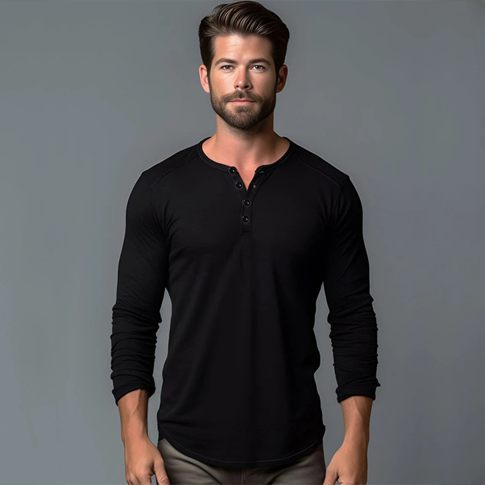 King Billion Men's Cotton Long Sleeve Shirt – Lightweight Slim Fit Casual Tee