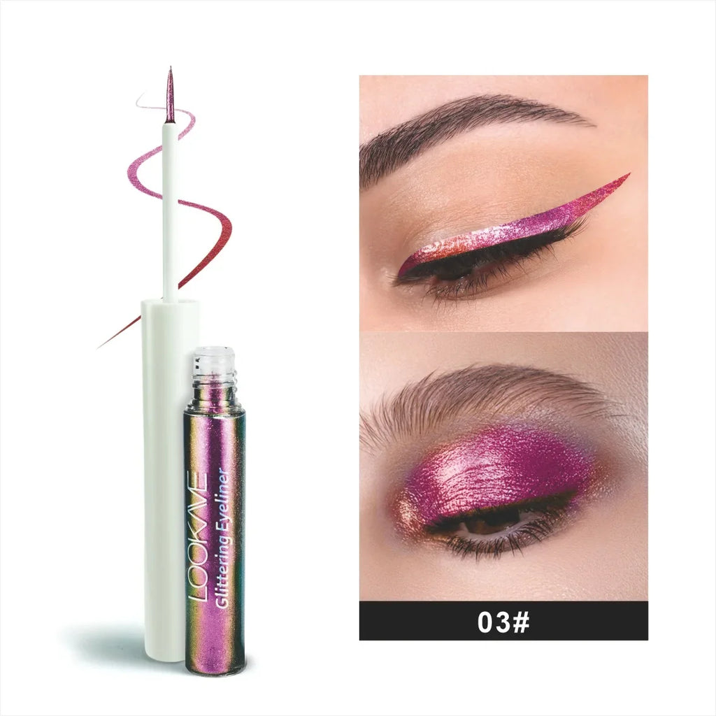 Shiny Chameleon Liquid Eyeliner Waterproof Glitter Long-lasting High Pigment Smudge-proof Pearlescent Eye Liner Makeup Cosmetic