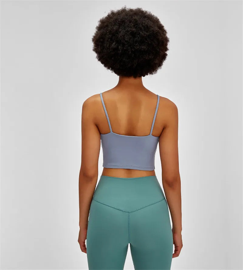 Solid Color Women Sports Bra Comprehensive Training Shockproof Halter Soft Sports Fitness Top Gym Yoga Chest Pad Comprehensive