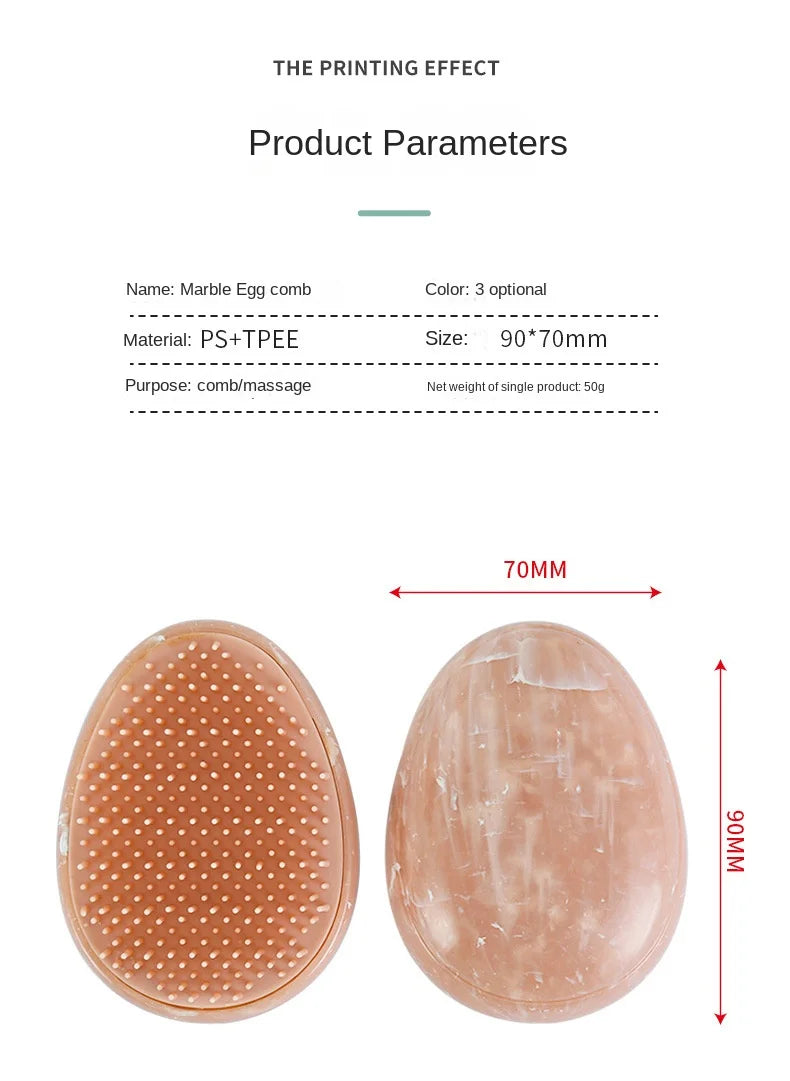 Marbling Egg Shape Glitter Straight Hair Brush Anti-knotting Hair Smoothing Combs Anti Static Massage Hairbrush Tangle Hair Care