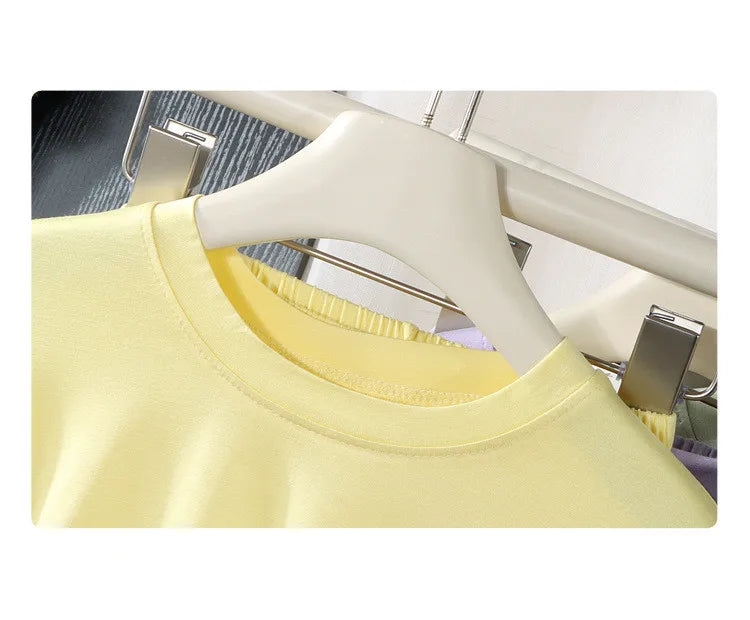 2PCS Children's Lyocell Thin Homewear Clothes Summer Kids Air Conditioning Mid-length Sleeve Tops+Long Pants Pajamas Set