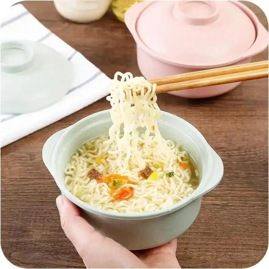 Wheat Straw Soup Bowl with Lid - Eco-Friendly Plastic 14x7cm