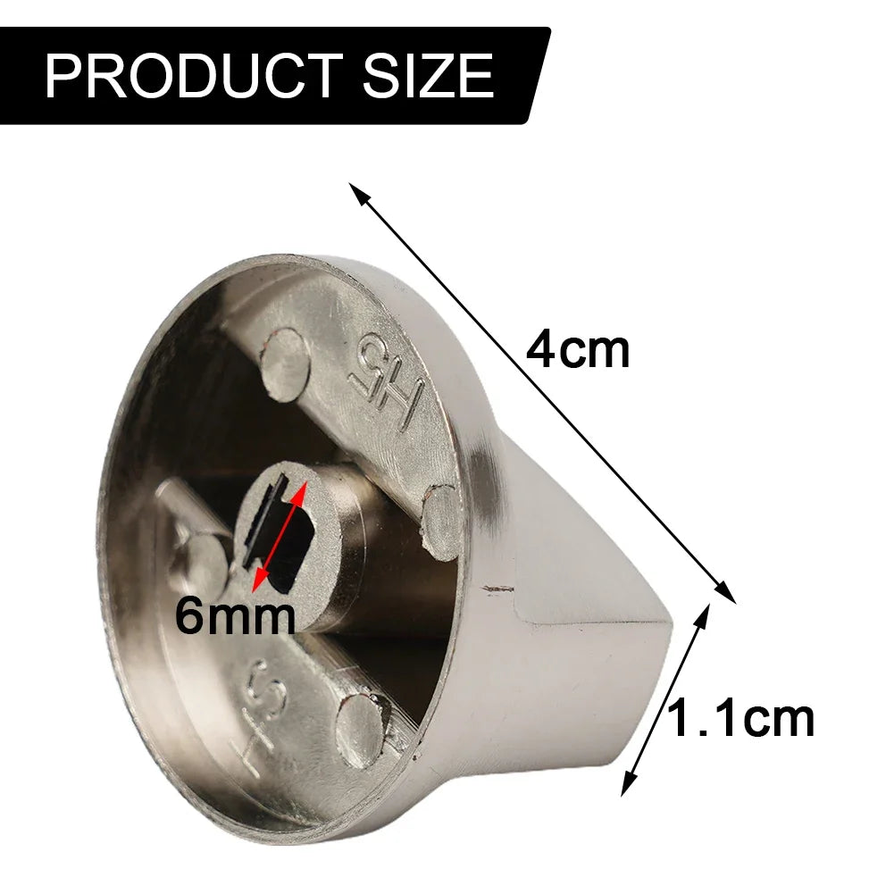 4PCS Gas Stove Knobs 6mm Silver Modern Kitchen Electric Cooker Oven Hob Control Switch For Household Hardware Replacement Tools