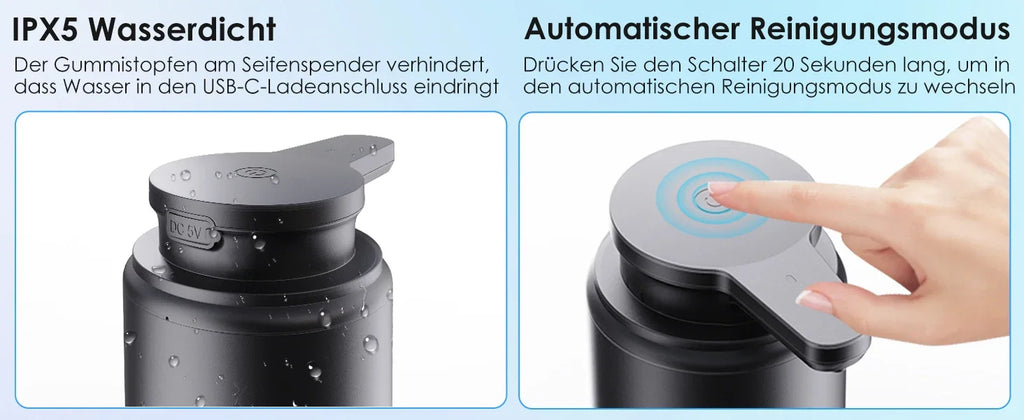 LAOPAO Foam Soap Dispenser Set IPX5 Waterproof USB-C Charging with Sensor Infrared Motion Sensor for Kitchen and Bathroom