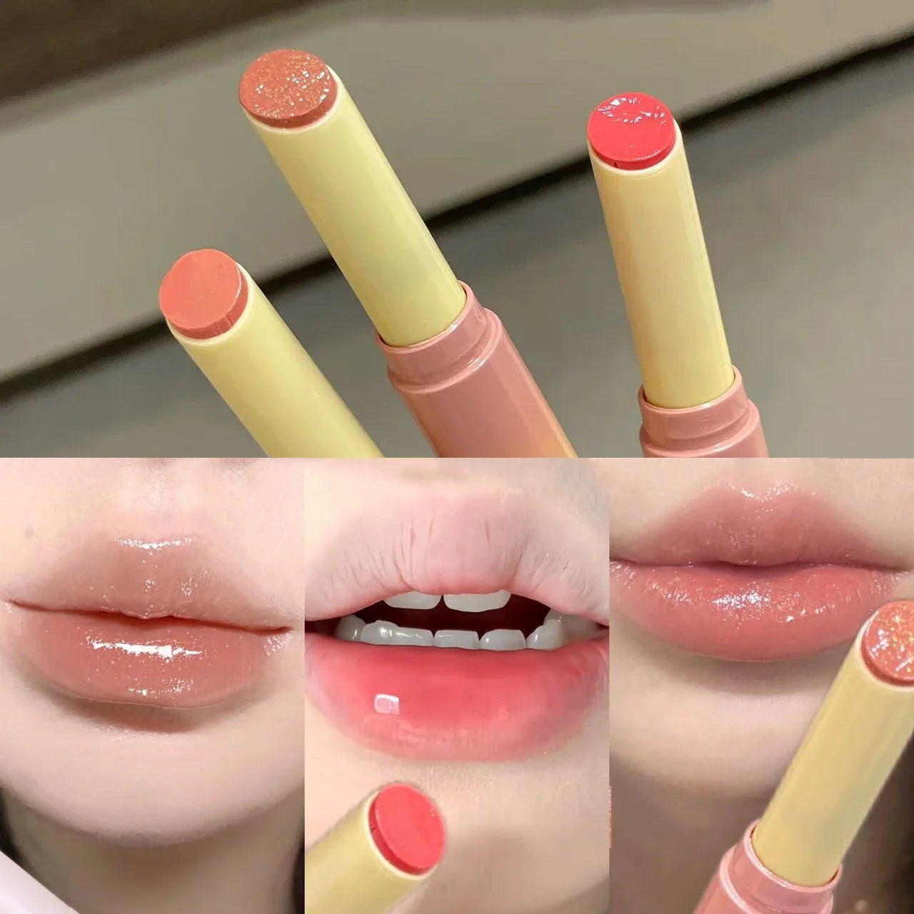 Clear Water Light Solid Lip Gloss Jelly Watery Pink Lipstick Pencil Moisturising Mirror Shimmer Korean Lips Makeup Cosmetics