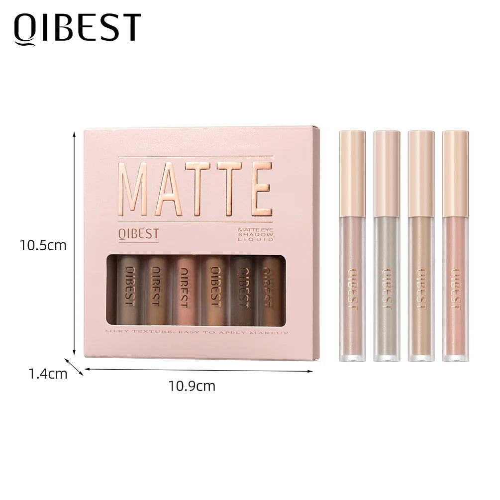 QIBEST 8 Colors Matte Liquid Eyeshadow Set Waterproof Long Lasting Eye Shadow Nude Brown Eye Pigment Makeup For Women Contouring
