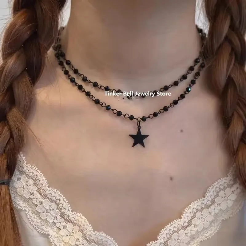 Punk Rock Y2K Black Star Cross Red Heart Pendant Ghost Claw Choker Chain Necklace Men Women'S Goth Vintage Grunge Emo Accessories