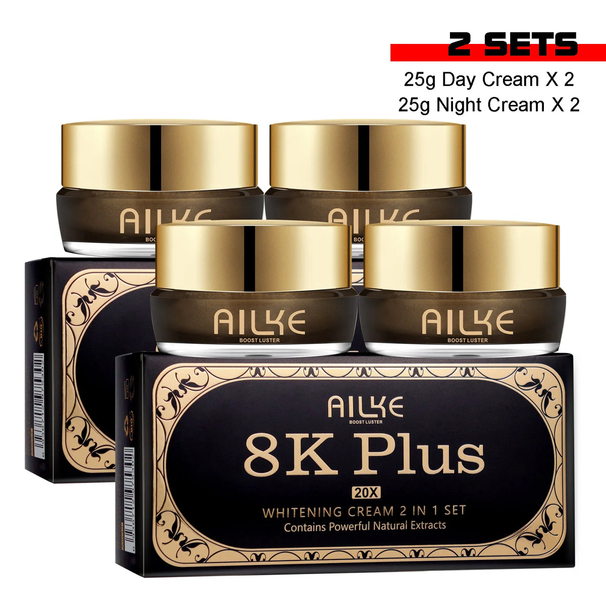 AILKE Kojic Acid Whitening Skincare Set - Face Cream, Serum, Cleanser