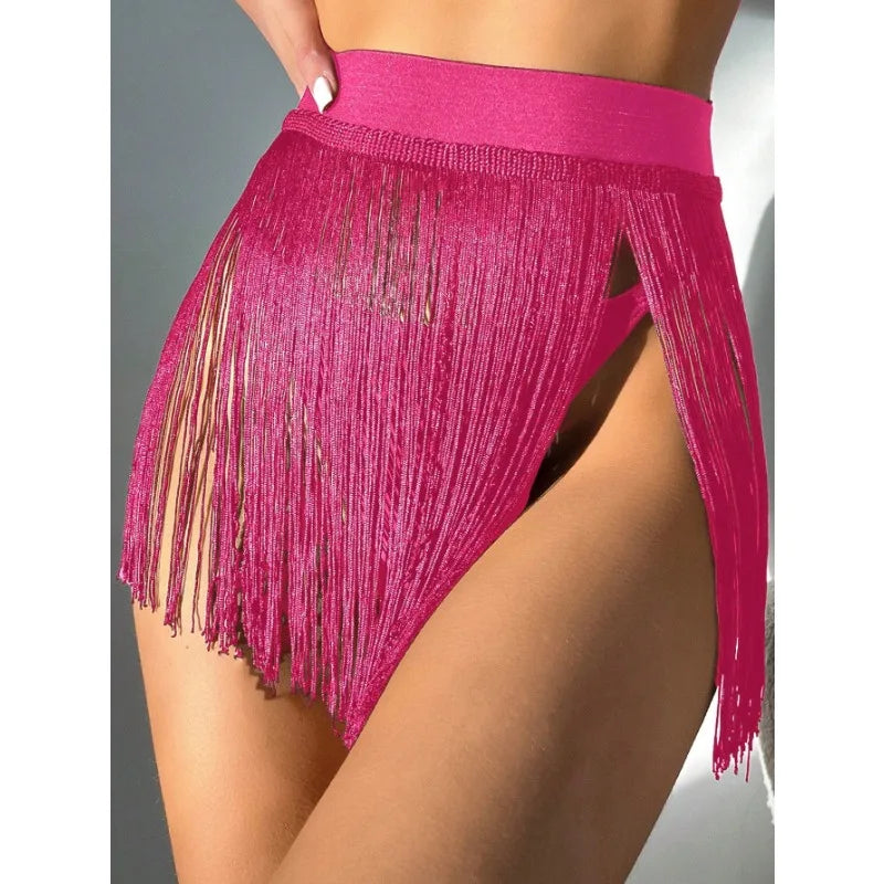 Women's Fringed Mini Beach Skirt – Slim Fit Swimsuit Cover-Up for Resort & Pool
