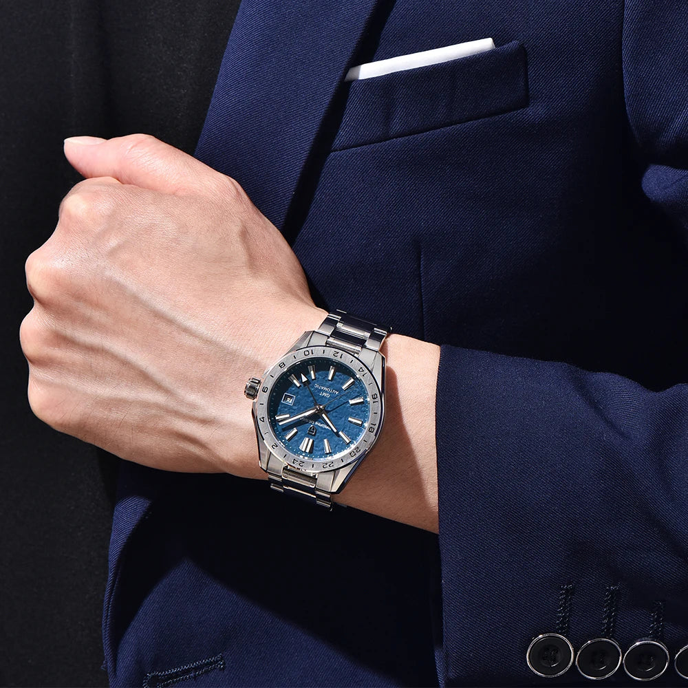 Pagani Design GMT Men's Mechanical Watch Luxury Sapphire Glass Stainless Steel Automatic Mechanical Men's Watch 100 Waterproof