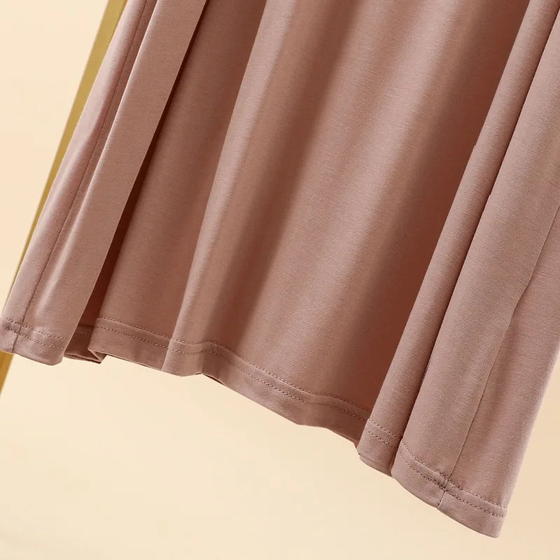 Summer New Modal Sleeveless V-neck Long Dress Women's Thin Loose plus Size Home Dress Fresh Sweet Style Outdoor Scene