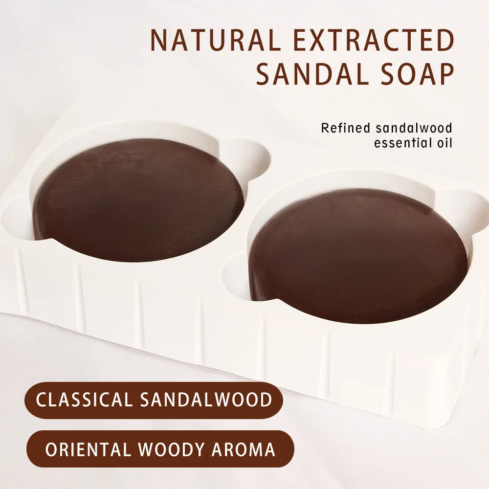 Sandalwood & Agarwood Handmade Soap 2-Pack – Gentle Cleansing Plant Essential Oil Fragrance Body Soap