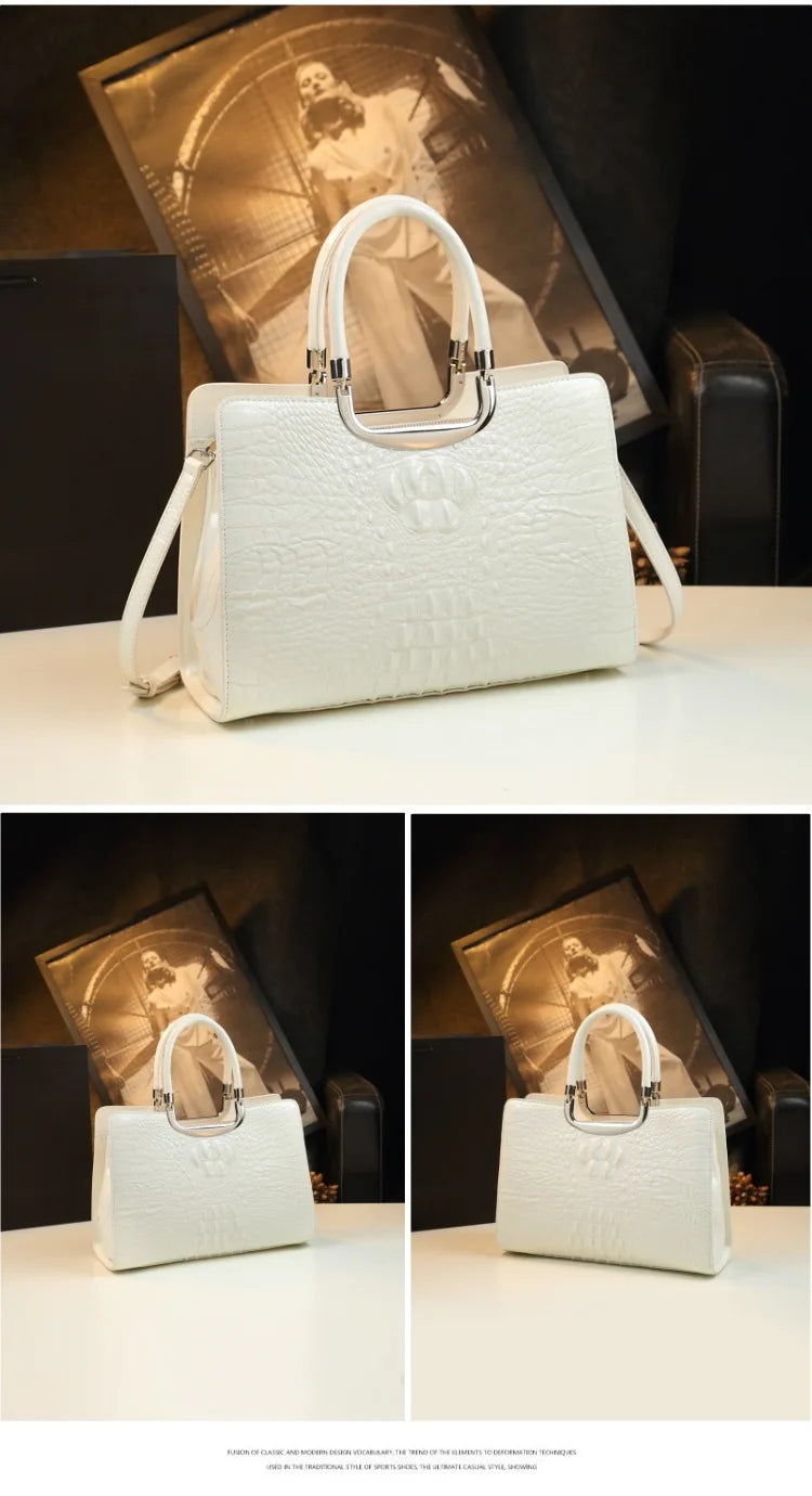 2026 New Ladies Large Tote Business Bag Luxury Leather Crocodile Pattern High Capacity Handbag Single Shoulder Bag for Women