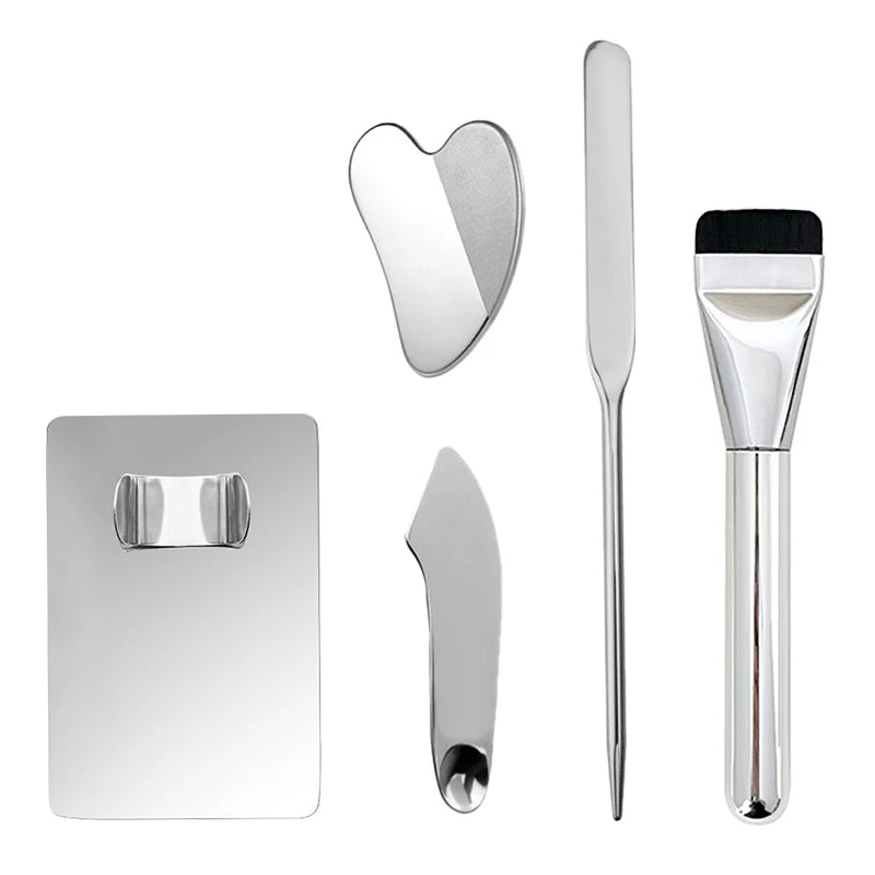 Makeup Brush Set With Stainless Steel Mixing Palette Spatula Rod Color Sticks 3 4 5 6 Pcs For Professionals